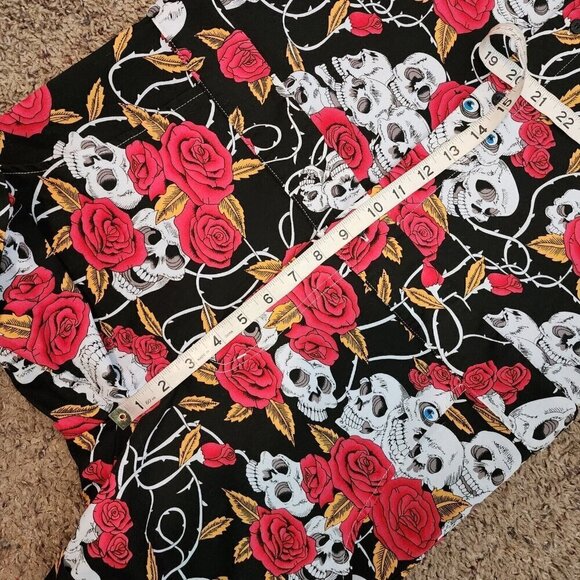 Glimms New York Skulls & Roses Fitted Cotton/Spandex Button Front Romper Mens L - Picture 12 of 12